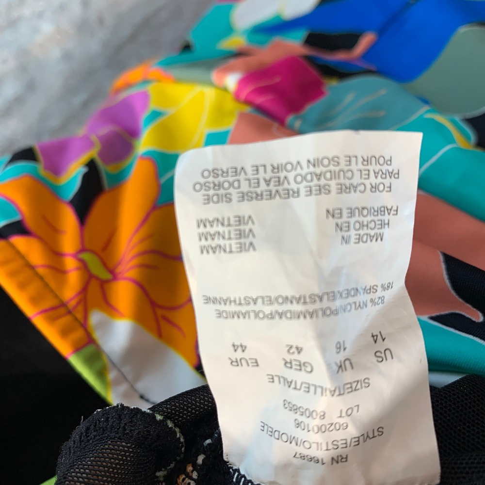 Swim Solutions Women Floral Print Swim Dress Multi Color One Piece Size 14 16687 - Picture 4 of 7